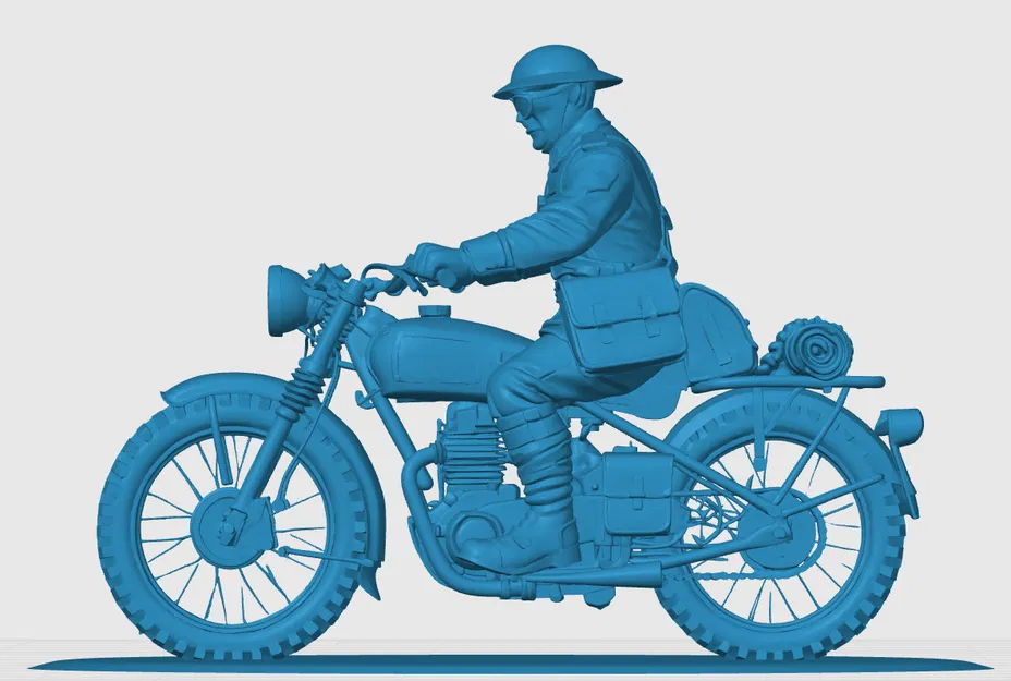 Mô hình người đưa tin Anh thời Thế chiến I trên xe mô tô (3D Print) - Image 3