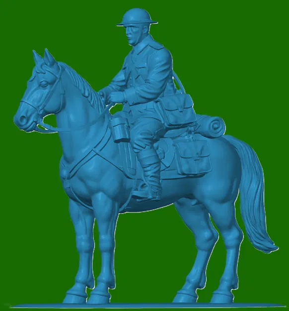 Mô hình 3D Kỵ binh Anh Thế chiến I (WW1 British Courier on Horseback) - Image 1