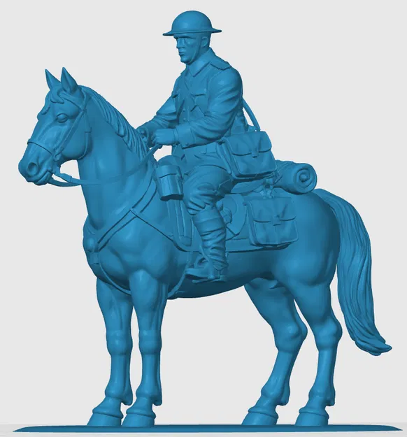 Mô hình 3D Kỵ binh Anh Thế chiến I (WW1 British Courier on Horseback) - Image 3