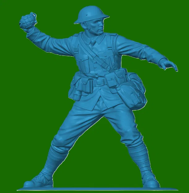 Mô hình in 3D lính bộ binh Anh Thế chiến I ném lựu đạn - Image 1