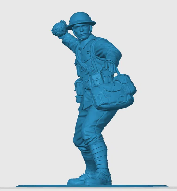 Mô hình in 3D lính bộ binh Anh Thế chiến I ném lựu đạn - Image 2
