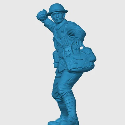 Mô hình in 3D lính bộ binh Anh Thế chiến I ném lựu đạn