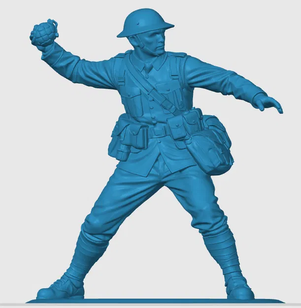 Mô hình in 3D lính bộ binh Anh Thế chiến I ném lựu đạn - Image 3