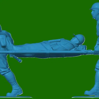 Mô hình 3D Đội Quân Y Khiêng Cáng Thế Chiến I (WW1) Chi Tiết Cao