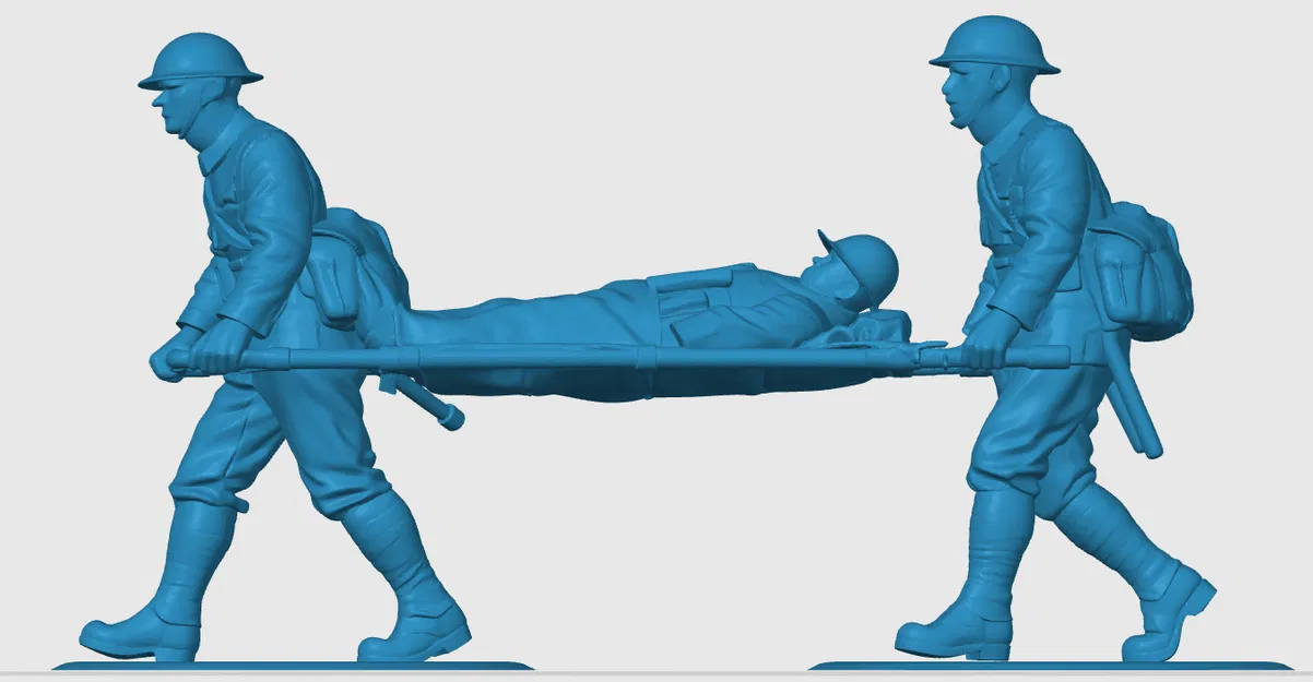 Mô hình 3D Đội Quân Y Khiêng Cáng Thế Chiến I (WW1) Chi Tiết Cao - Image 3