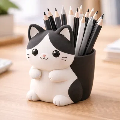 Ống Đựng Bút Hình Mèo Dễ Thương | Phụ Kiện Bàn Làm Việc Tối Giản