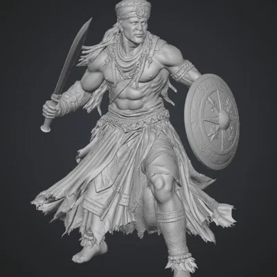 Mô hình 3D Ember Dawn Warrior - Chiến binh dũng mãnh đầy chi tiết