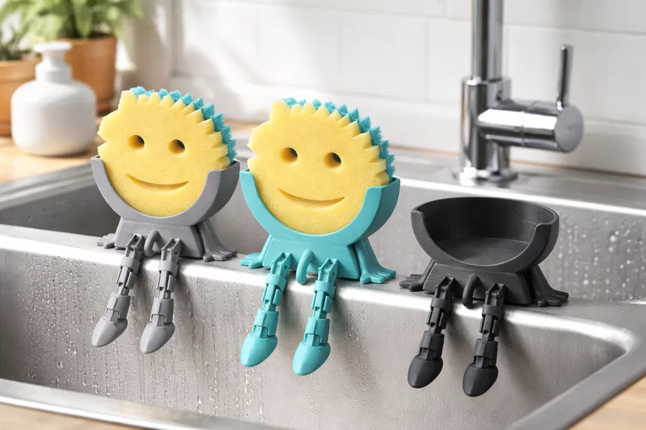 Smiley Sink Buddy – Giá Đỡ Bọt Biển Hình Người Vui Nhộn Từ Duo3DPrint - Image 1