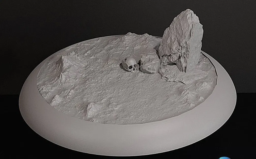 Đế Miniature Hình Đầu Lâu và Đá – Chi tiết cao – 25/32/40/50 mm – File STL 3D - Image 2
