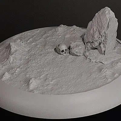 Đế Miniature Hình Đầu Lâu và Đá – Chi tiết cao – 25/32/40/50 mm – File STL 3D