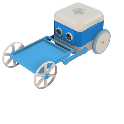 Mô hình xe kéo mini và mũ bảo vệ cho robot HP Otto