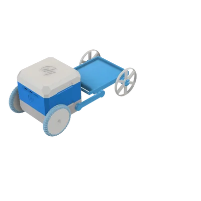 Mô hình xe kéo mini và mũ bảo vệ cho robot HP Otto