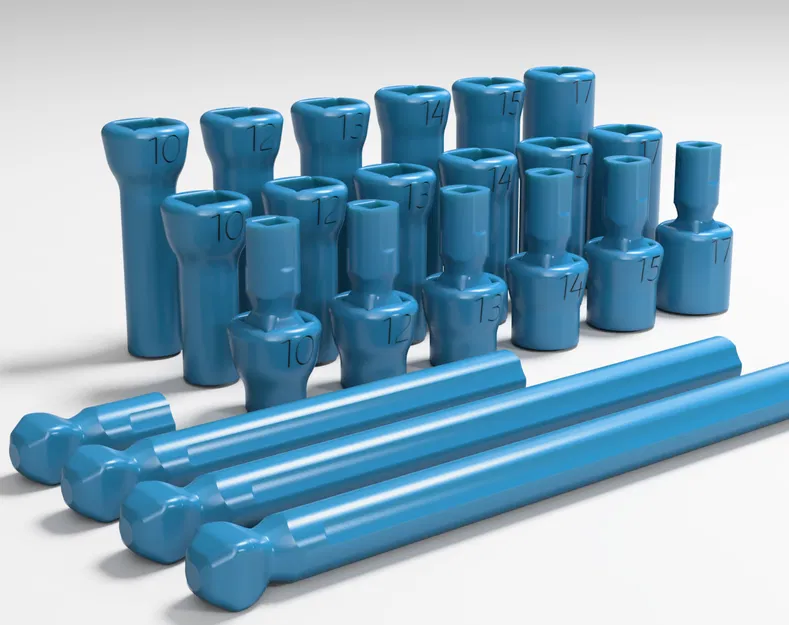 Bộ đầu tuýp đa năng 6 cạnh hệ mét in 3D cho máy khoan - Image 1