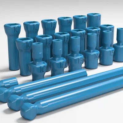 Bộ đầu tuýp đa năng 6 cạnh hệ mét in 3D cho máy khoan