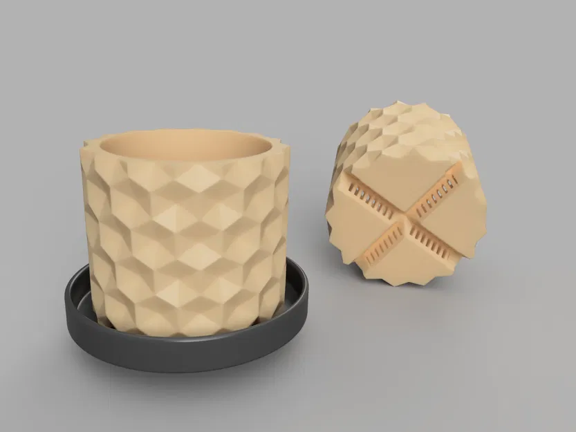 Chậu cây lục giác Low Poly kèm khay thoát nước in 3D - Image 1