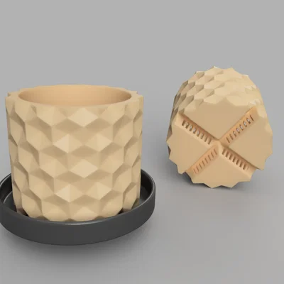 Chậu cây lục giác Low Poly kèm khay thoát nước in 3D