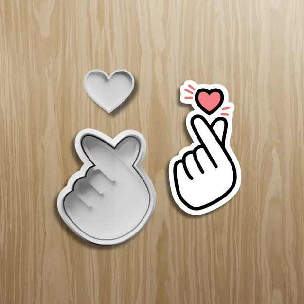 Bộ Khuôn Cắt Bánh Quy Finger Heart STL | Khuôn Fondant Hình Trái Tim K-Pop | In 3D - Image 1