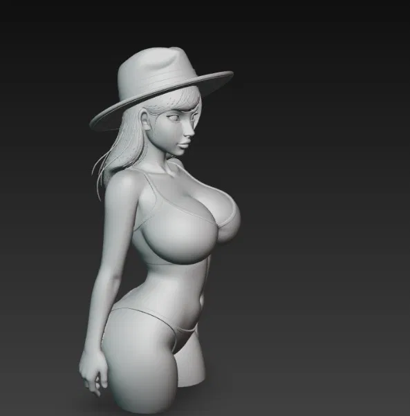 Mô hình 3D nhân vật nữ đội mũ thời trang tuyệt đẹp - Image 3