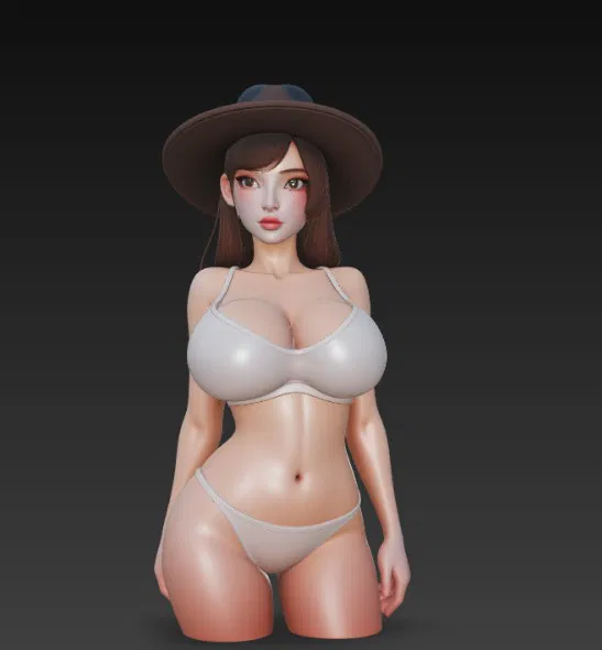 Mô hình 3D nhân vật nữ đội mũ thời trang tuyệt đẹp - Image 4