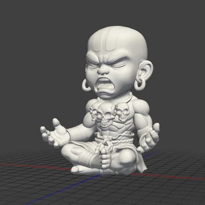Mô hình 3D Dhalsim Street Fighter - Phiên bản Chibi ngồi thiền