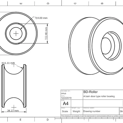 Con lăn cửa lùa (dùng vòng bi 608) cho ống sắt 1/2 inch
