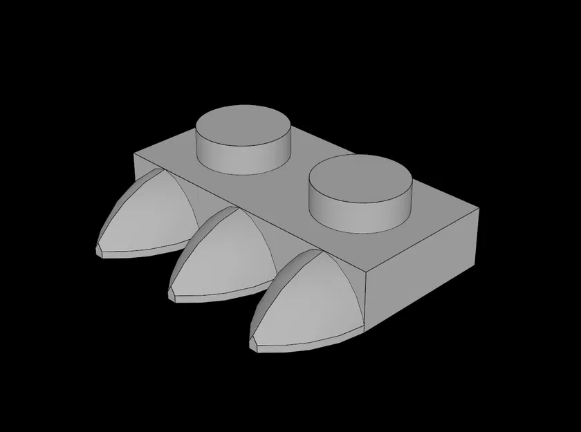 Mẫu in 3D mảnh ghép Lego 1x2 với 3 răng cưa (Tương thích 15208) - Image 1