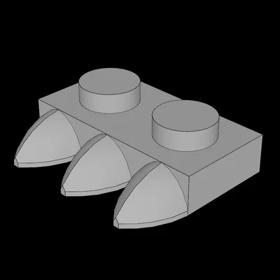 Mẫu in 3D mảnh ghép Lego 1x2 với 3 răng cưa (Tương thích 15208)