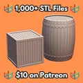 Mô hình thùng gỗ và thùng phi 28mm cho sa bàn DND (STL File) - Thumbnail 1