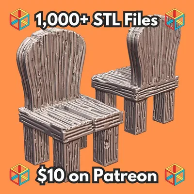 Mô hình ghế gỗ 28mm cho game D&D Fantasy Terrain (File STL)