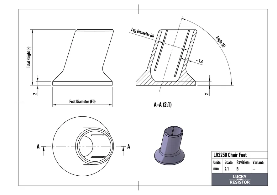 Đế Chân Ghế Đủ Loại Đường Kính và Góc Nghiêng - Bảo Vệ Sàn Nhà - Rev. C - Image 2