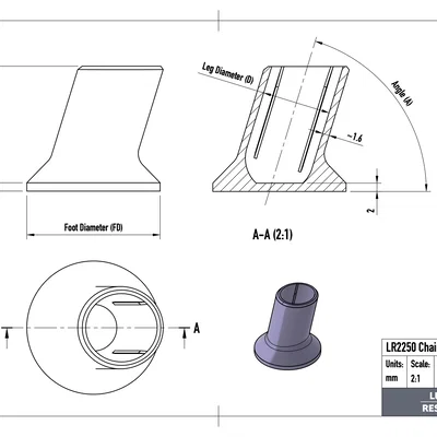Đế Chân Ghế Đủ Loại Đường Kính và Góc Nghiêng - Bảo Vệ Sàn Nhà - Rev. C