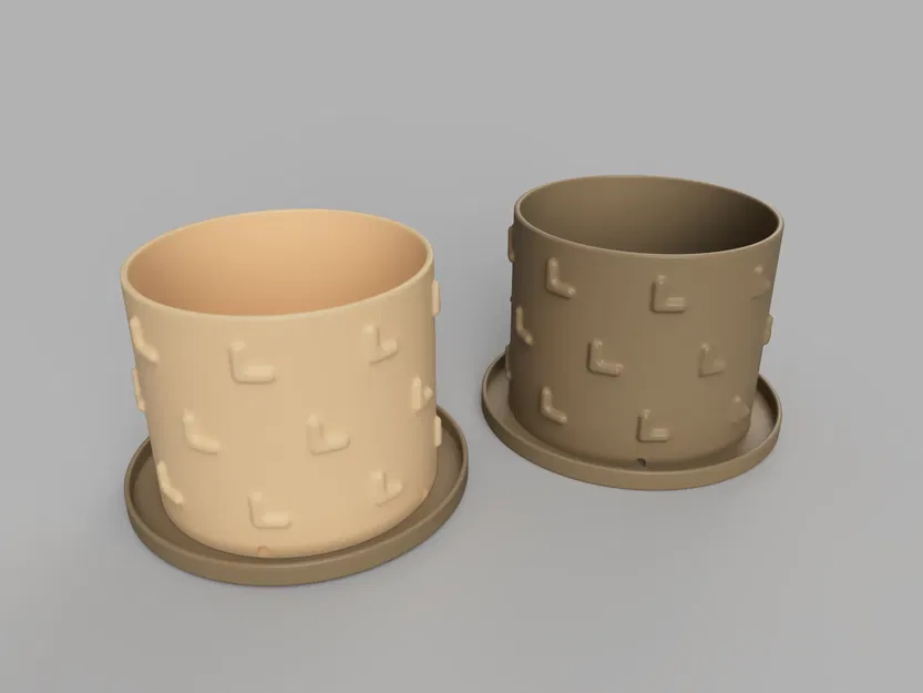 Chậu cây 3D họa tiết chữ L 5 inches kèm khay hứng nước tiện lợi - Image 1