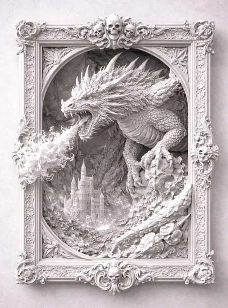 Mô hình tranh rồng 3D nghệ thuật treo tường cực kỳ chi tiết - Image 1