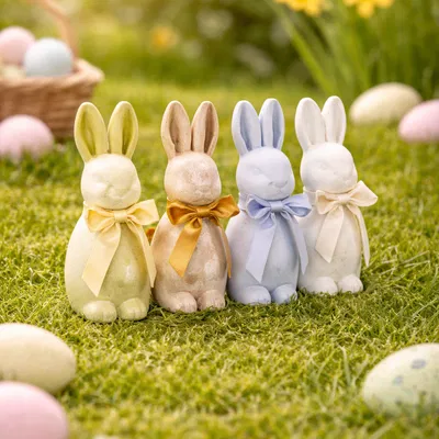 Mô hình chú thỏ Phục sinh trang trí (Easter rabbits with ribbon)