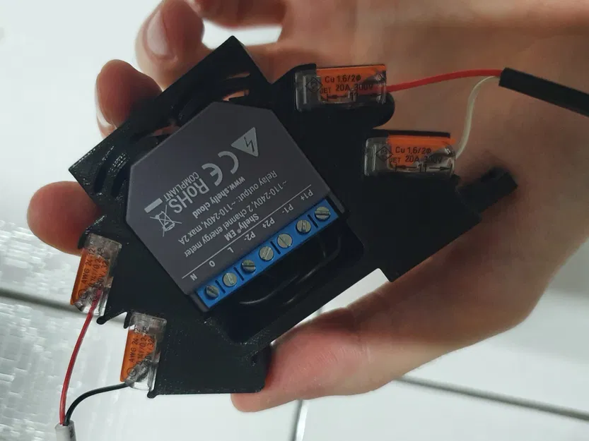 Đế Gắn DIN Rail Cho Shelly EM Tích Hợp Wago 221 Gọn Gàng - Image 1