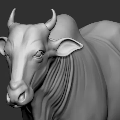 Mô hình 3D bò Ấn Độ sắc nét, chi tiết cao cho người yêu thích in ấn