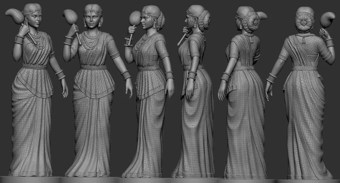 Mô hình 3D cô gái Ấn Độ mặc Sari tinh xảo (Indian Female) - Image 1