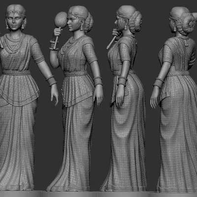 Mô hình 3D cô gái Ấn Độ mặc Sari tinh xảo (Indian Female)