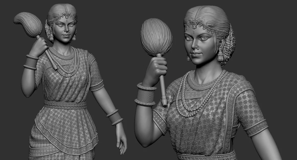 Mô hình 3D cô gái Ấn Độ mặc Sari tinh xảo (Indian Female) - Image 2
