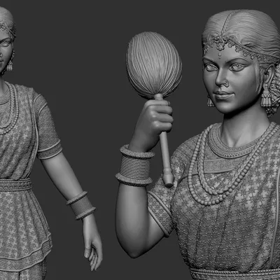 Mô hình 3D cô gái Ấn Độ mặc Sari tinh xảo (Indian Female)