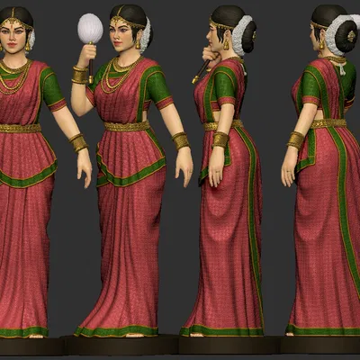 Mô hình 3D cô gái Ấn Độ mặc Sari tinh xảo (Indian Female)