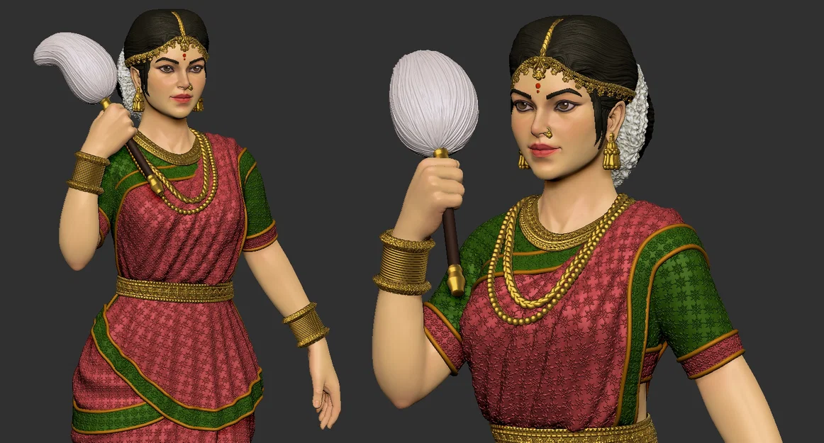Mô hình 3D cô gái Ấn Độ mặc Sari tinh xảo (Indian Female) - Image 4