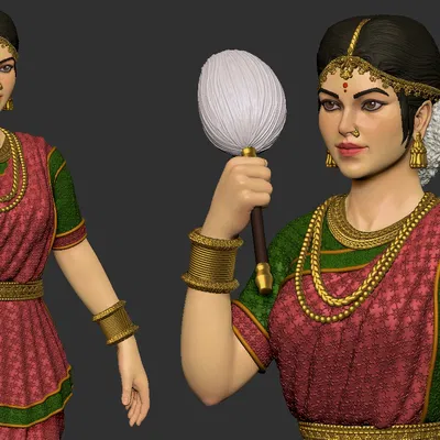 Mô hình 3D cô gái Ấn Độ mặc Sari tinh xảo (Indian Female)