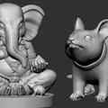 Mô hình 3D tượng thần Ganpati và chú chuột Mushak tinh xảo - Thumbnail 1