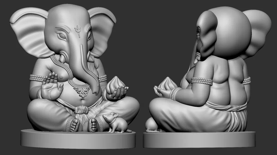 Mô hình 3D tượng thần Ganpati và chú chuột Mushak tinh xảo - Image 2