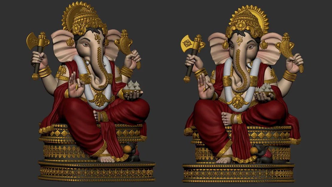 Mô hình 3D thần Ganesha (Ganpati) chi tiết sắc nét cho in 3D - Image 2