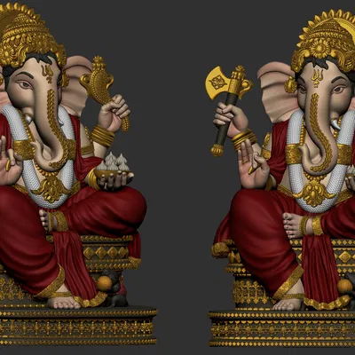 Mô hình 3D thần Ganesha (Ganpati) chi tiết sắc nét cho in 3D