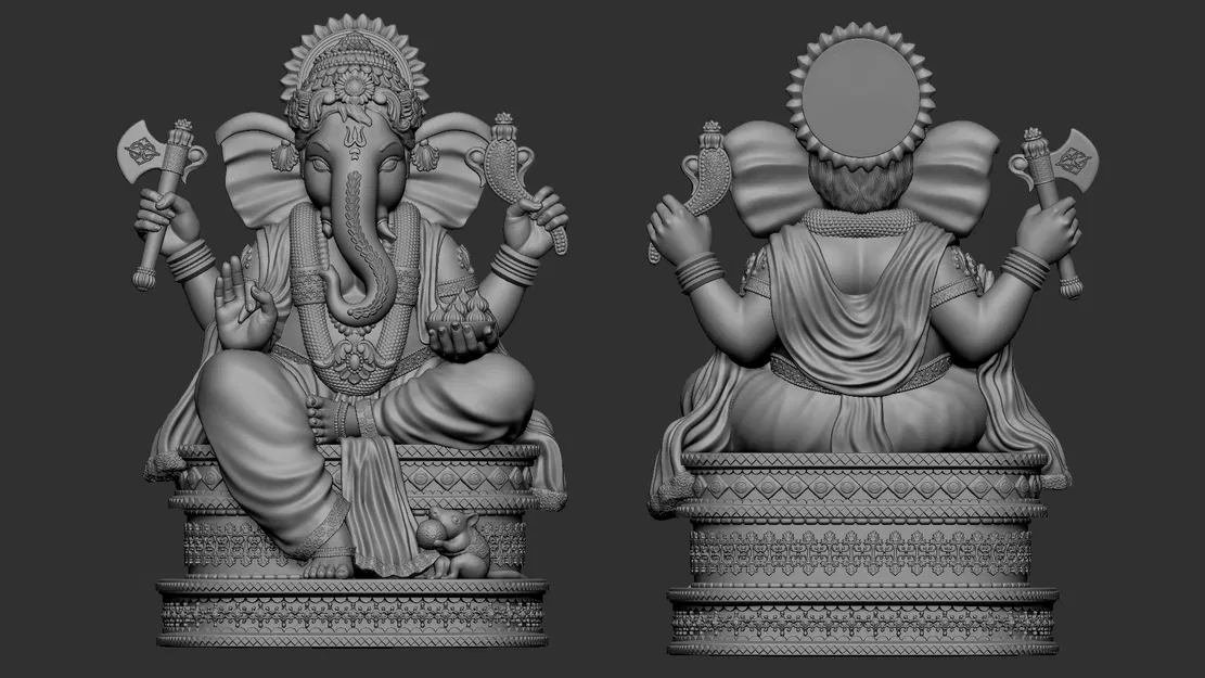 Mô hình 3D thần Ganesha (Ganpati) chi tiết sắc nét cho in 3D - Image 3