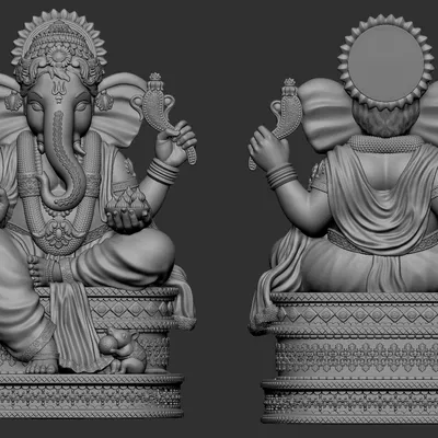 Mô hình 3D thần Ganesha (Ganpati) chi tiết sắc nét cho in 3D