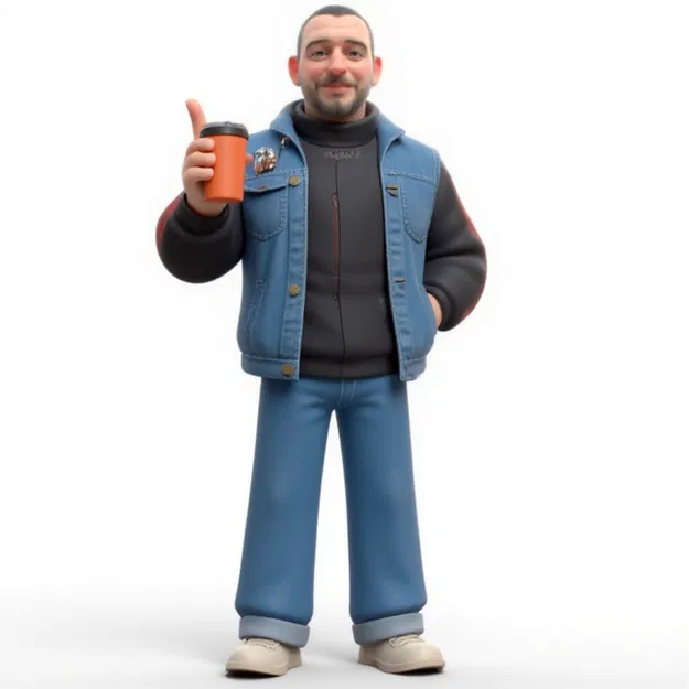 Mô hình 3D người đàn ông cầm cốc cà phê cực chất cho bàn làm việc - Image 1